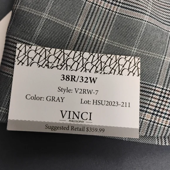 VINCI Sport Coat Men's Size 38R Grey Two-Piece Blazer NWT $359.99